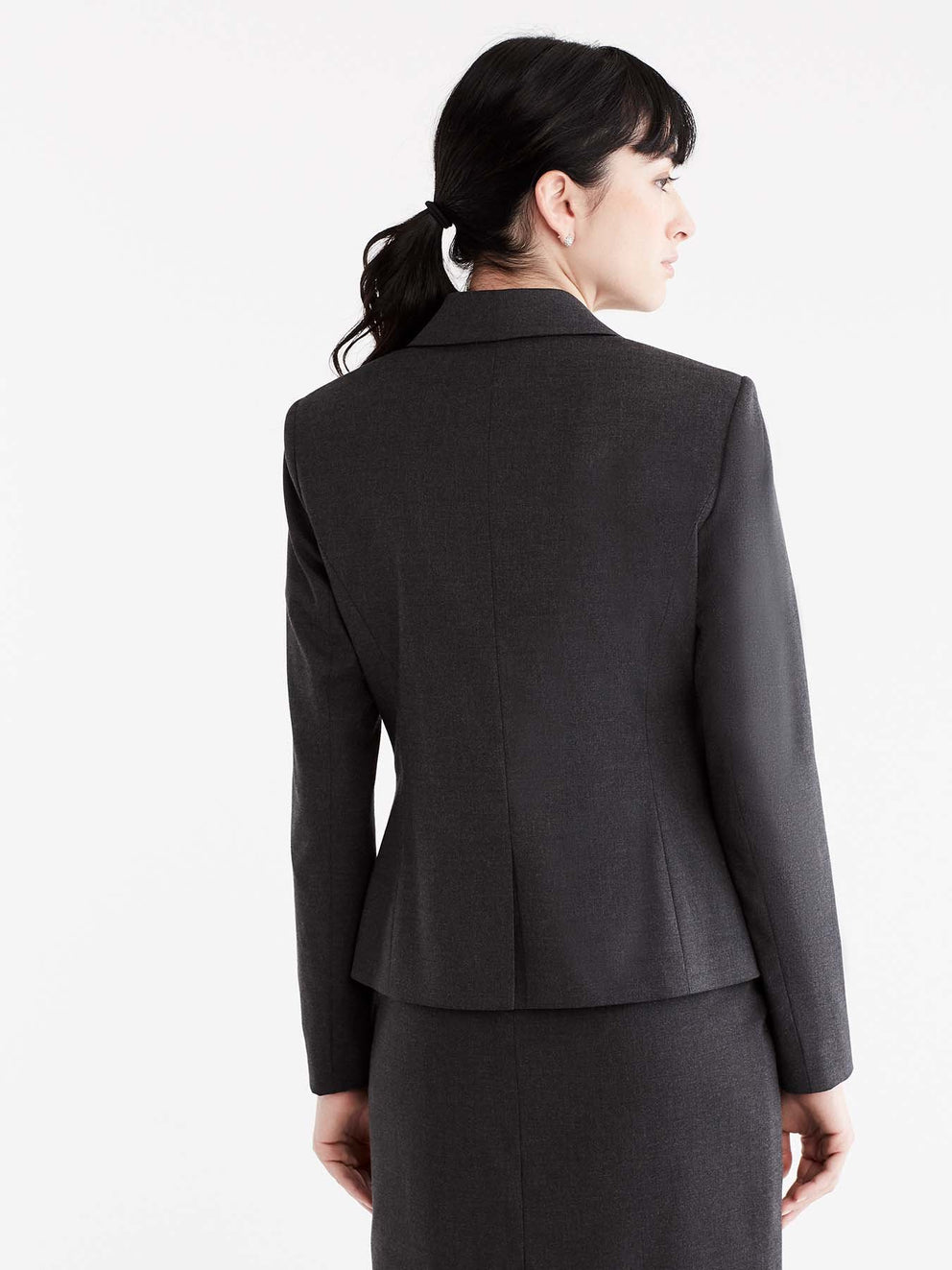 Washable Pewter Cropped Two-Button Jacket Color Grey