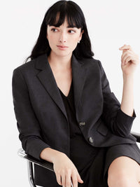 Washable Pewter Cropped Two-Button Jacket Color Grey