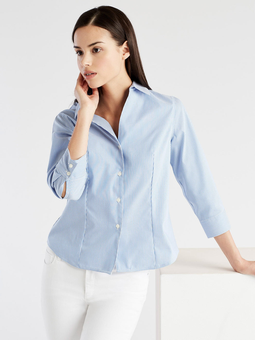 Non-Iron 3/4-Sleeve Shirt Color Oxford